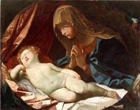 Elisabetta Sirani Virgin adoring the sleeping Baby Jesus Norge oil painting art